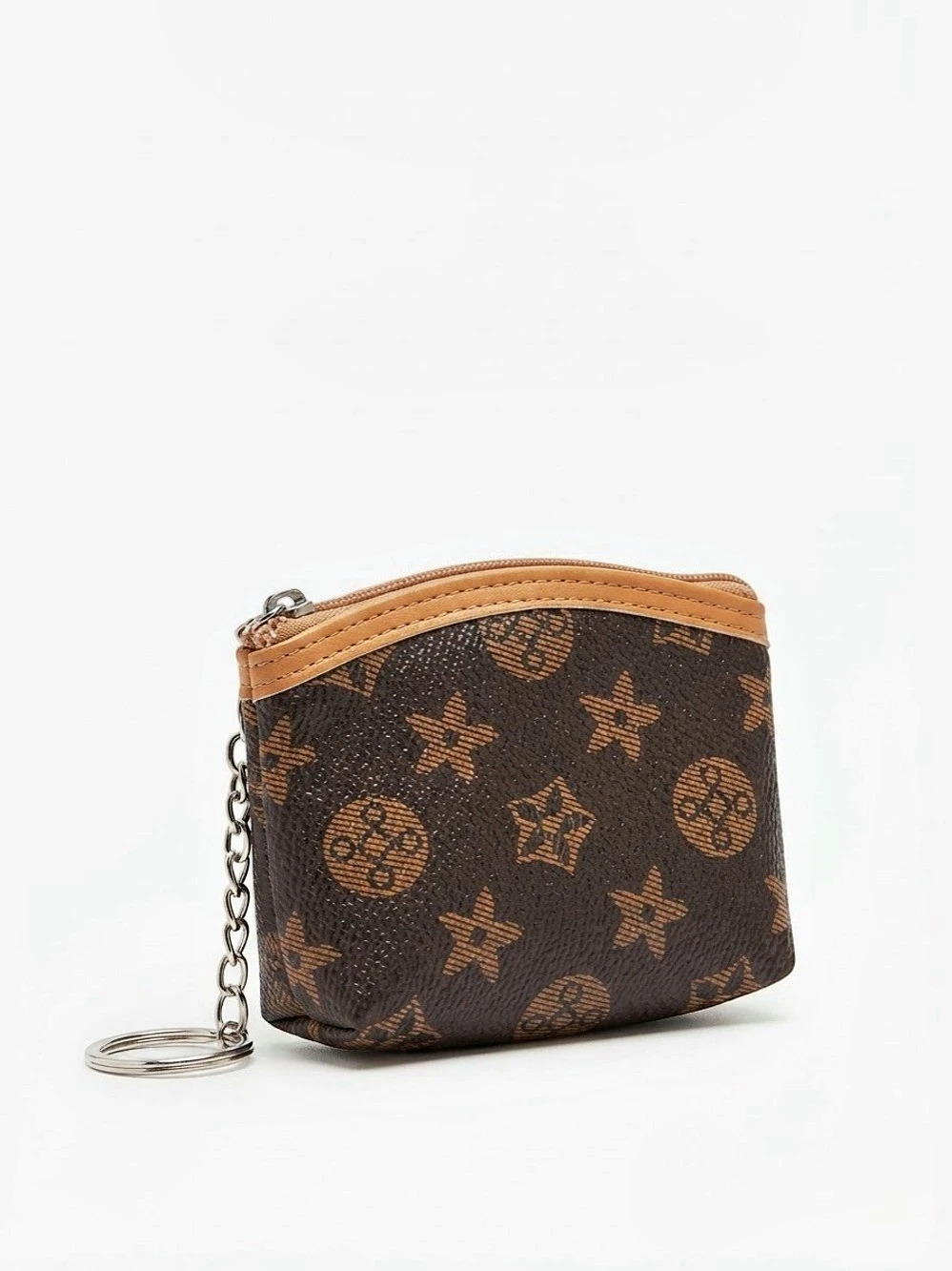 Brown & Tan Wristlet Pouch Keychain/Purse Accessory